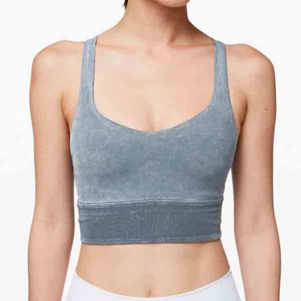 LULULEMON Free To Be Bra Long Line Rib Snow Wash Washed Moon Blue Size 6 C18